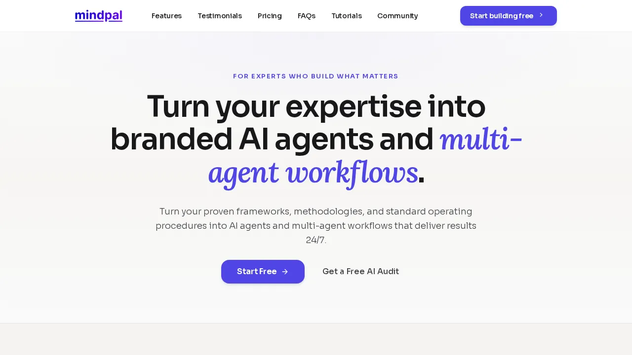 Screenshot of MindPal website