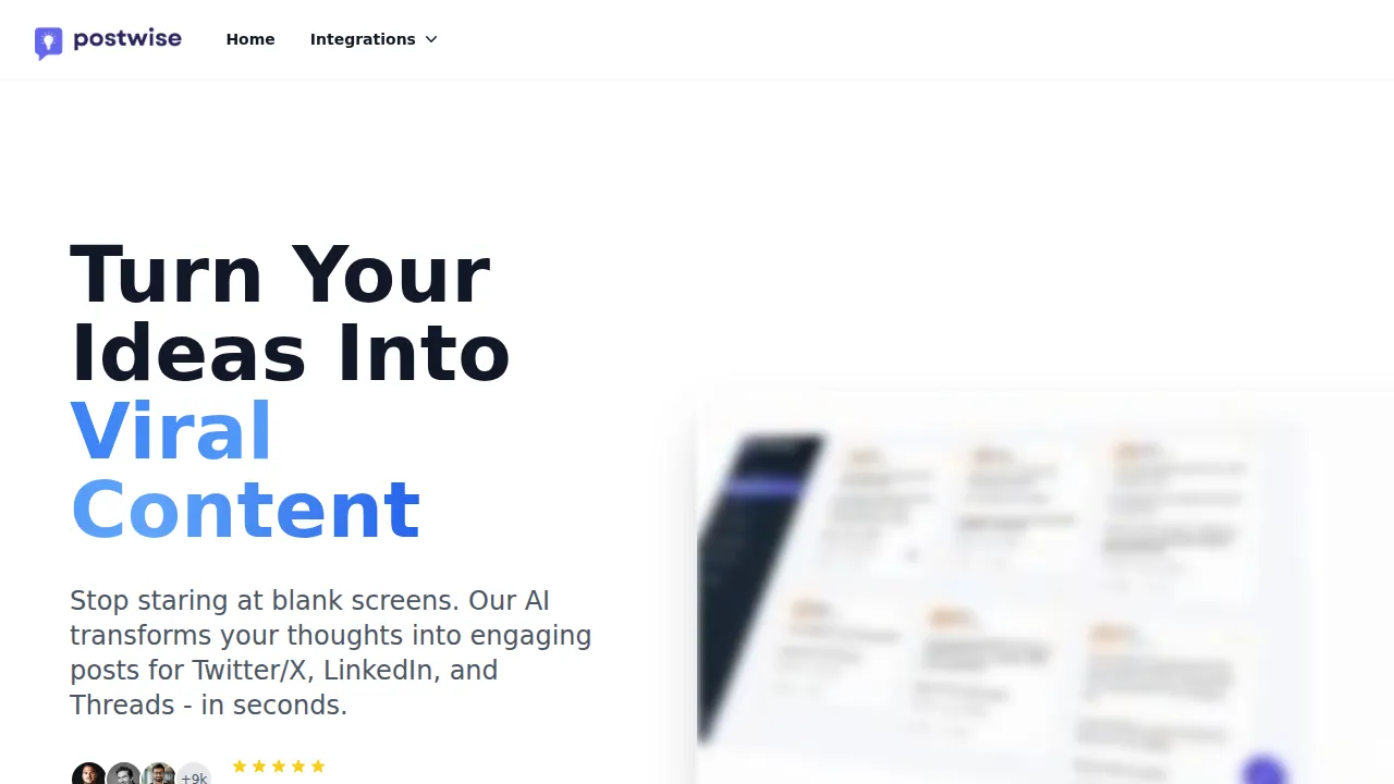 Screenshot of Postwise website
