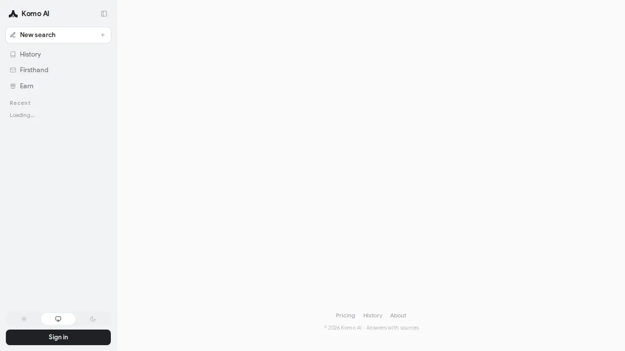 Screenshot of Komo website