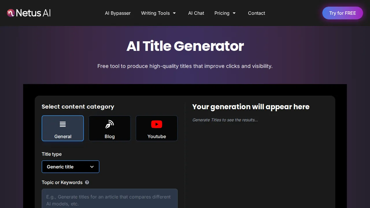 Screenshot of Netus AI website