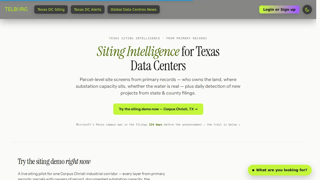 Screenshot of Telborg website