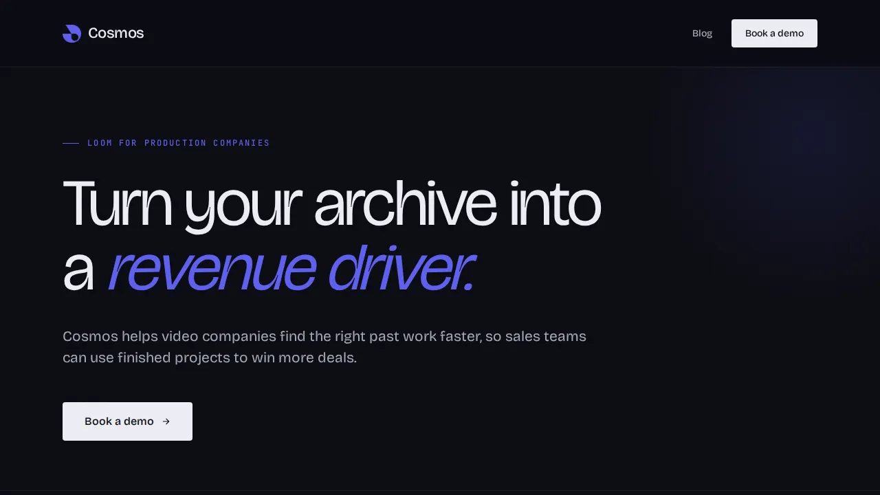 Screenshot of Cosmos website