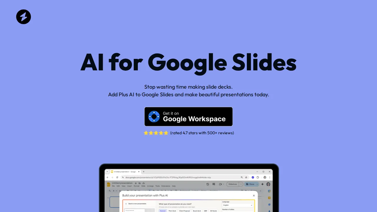Screenshot of Plus AI website