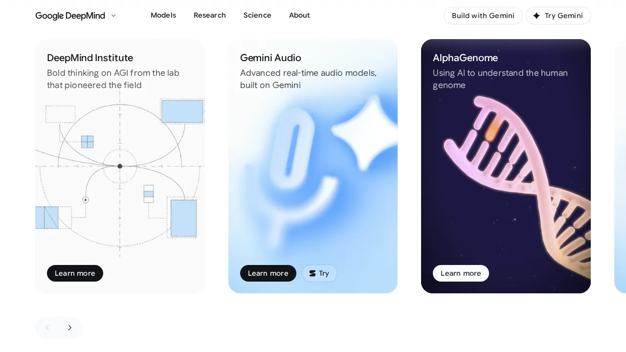 Screenshot of Google DeepMind website