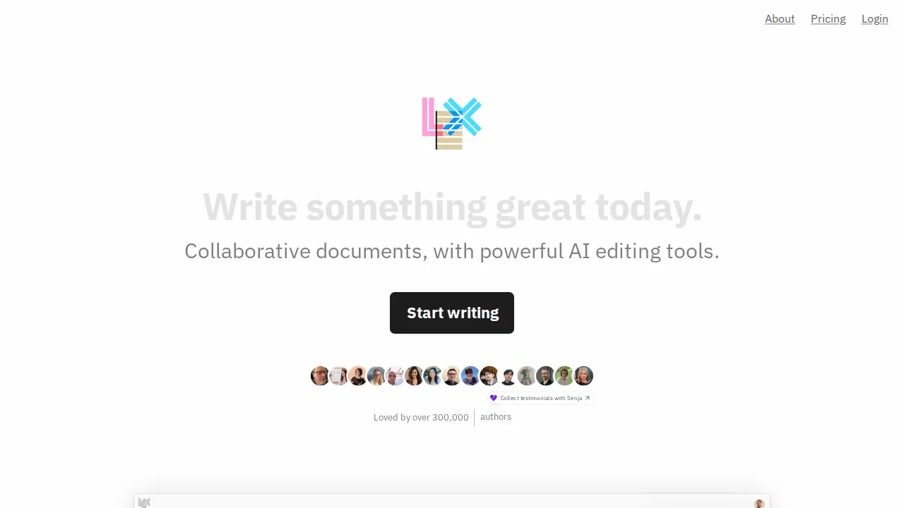 Screenshot of Lex website