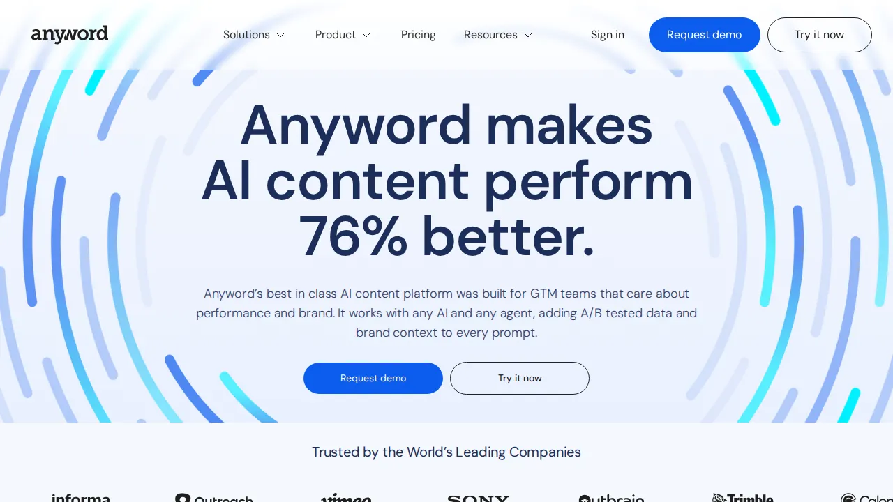 Screenshot of Anyword website