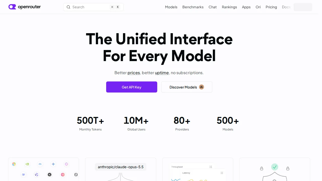 Screenshot of OpenRouter website
