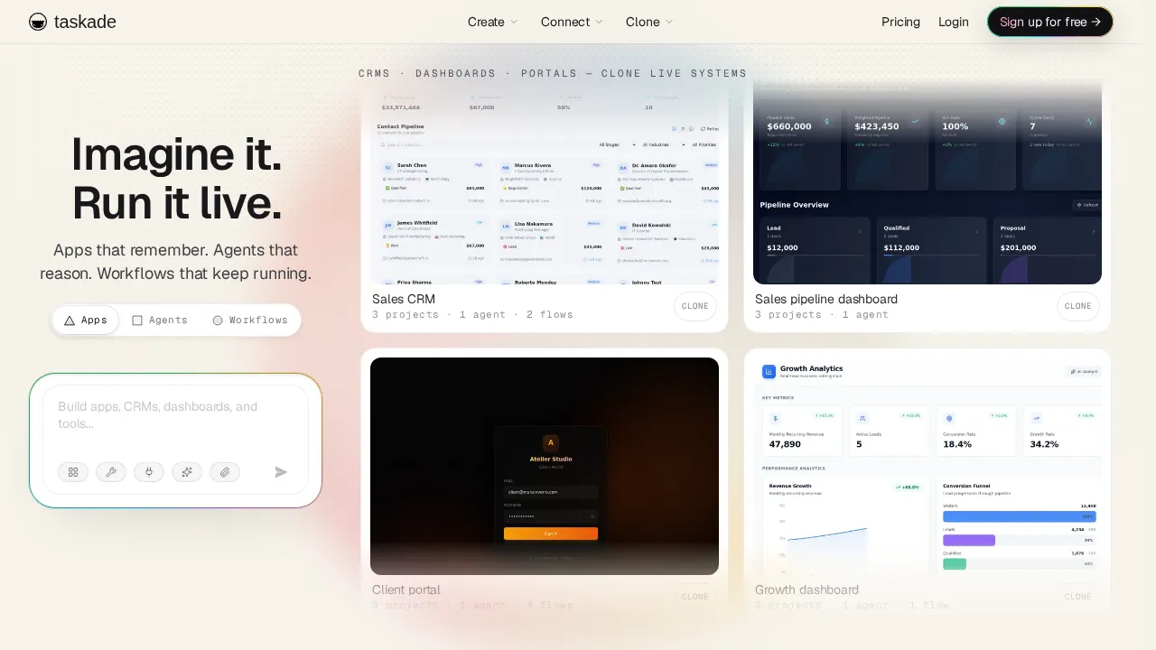 Screenshot of Taskade website