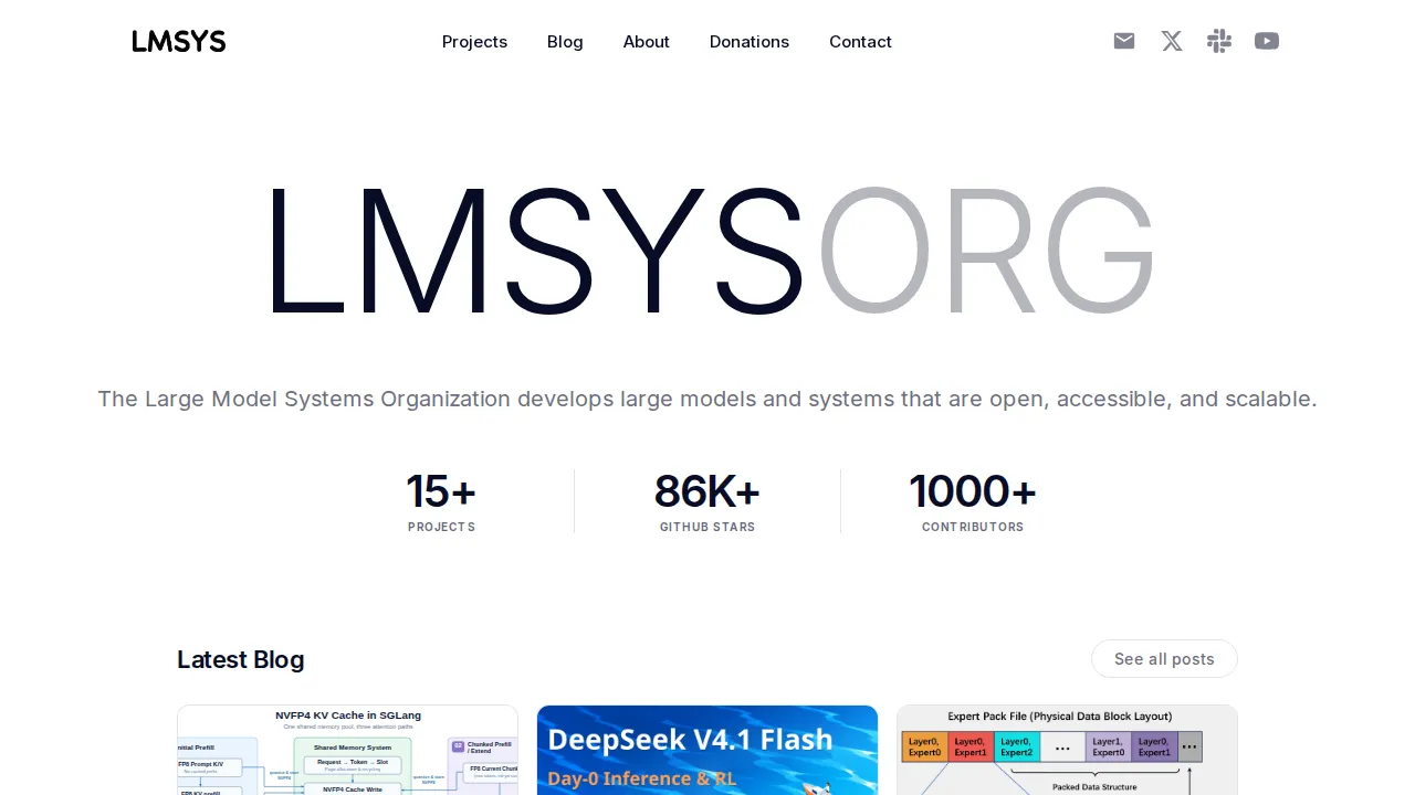 Screenshot of LMSYS Org website