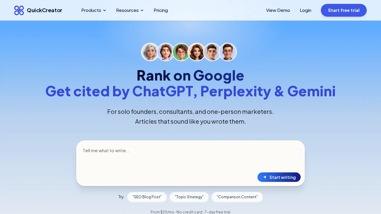 Screenshot of QuickCreator website