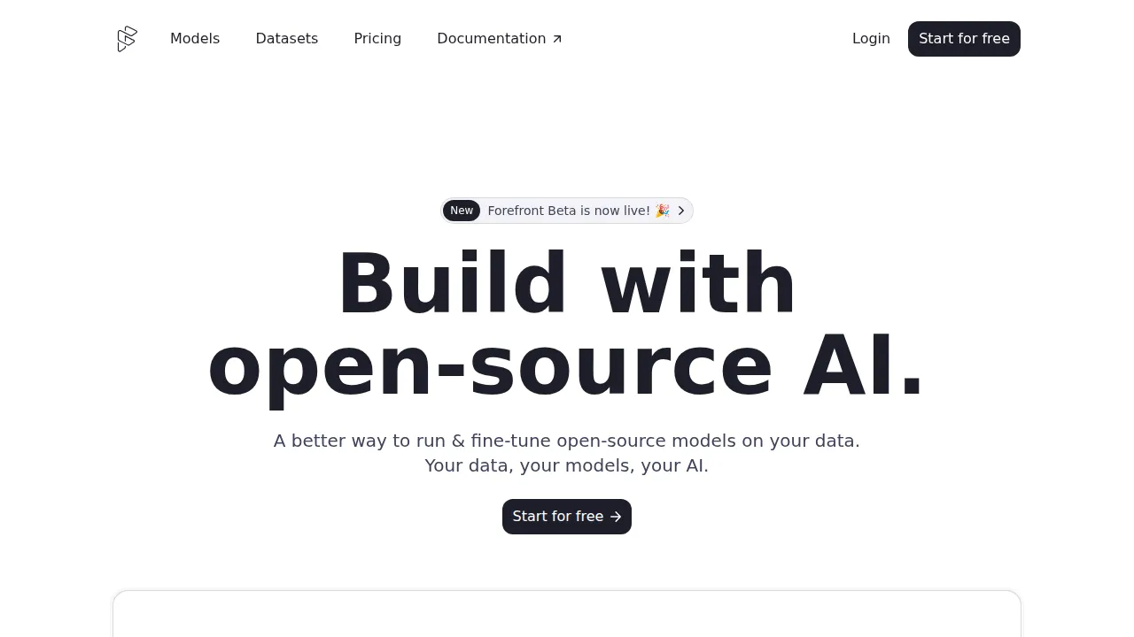 Screenshot of Forefront website